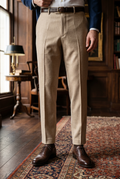 Men's Premium Beige Tailored Fit Formal Trousers