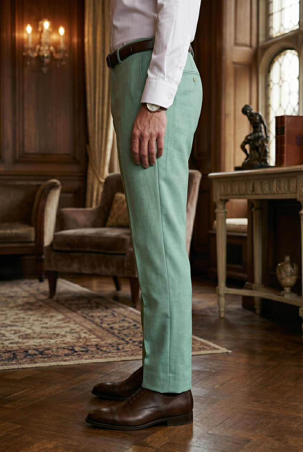 Men's Premium Minty Green Tailored Fit Formal Trousers