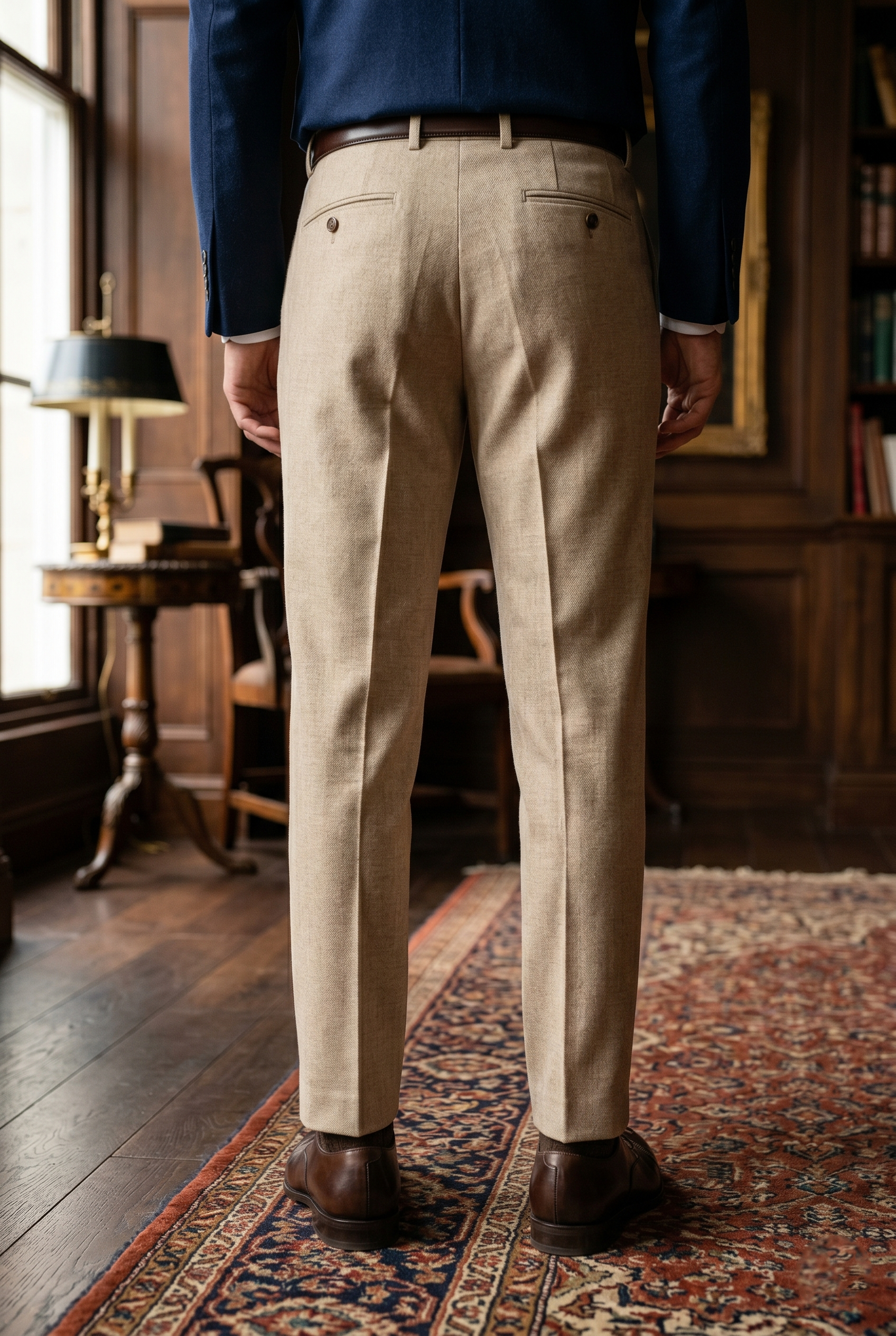 Men's Premium Beige Tailored Fit Formal Trousers