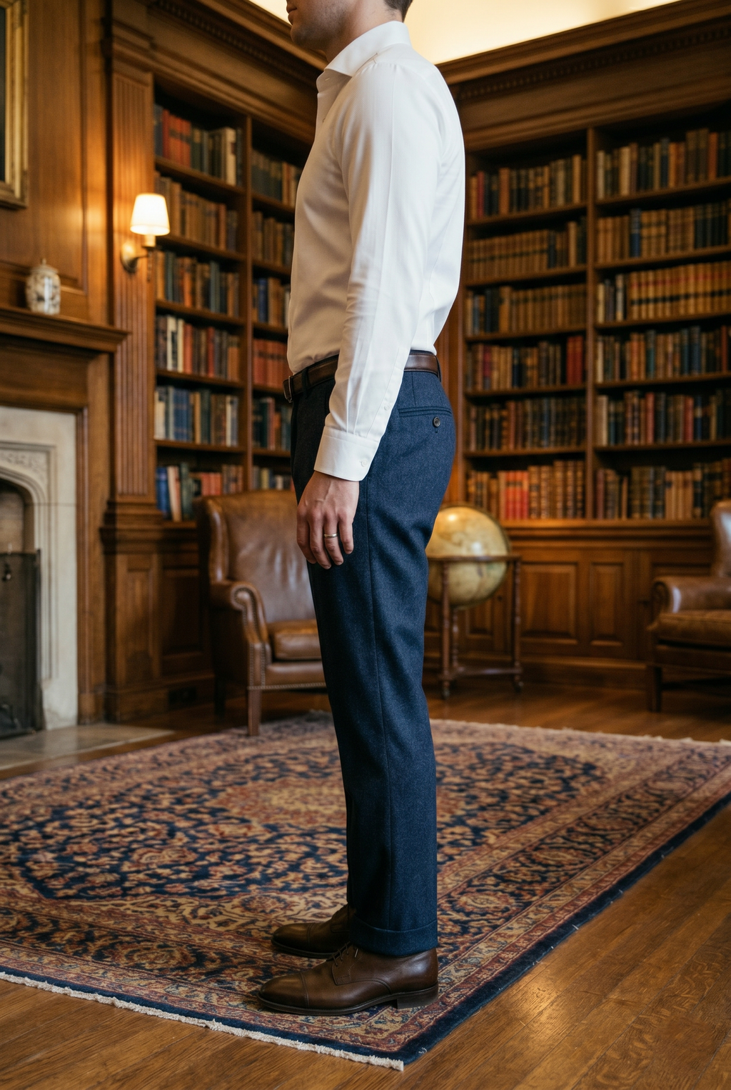 Men's Premium Dark Blue Tailored Fit Formal Trousers