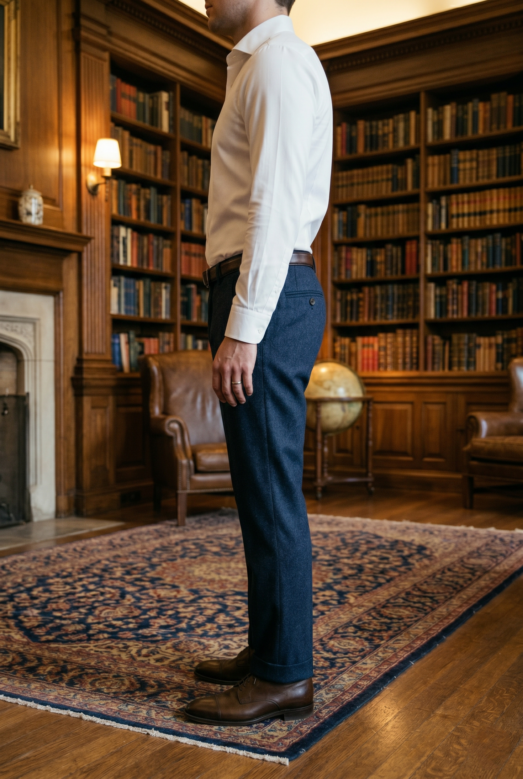 Men's Premium Dark Blue Tailored Fit Formal Trousers