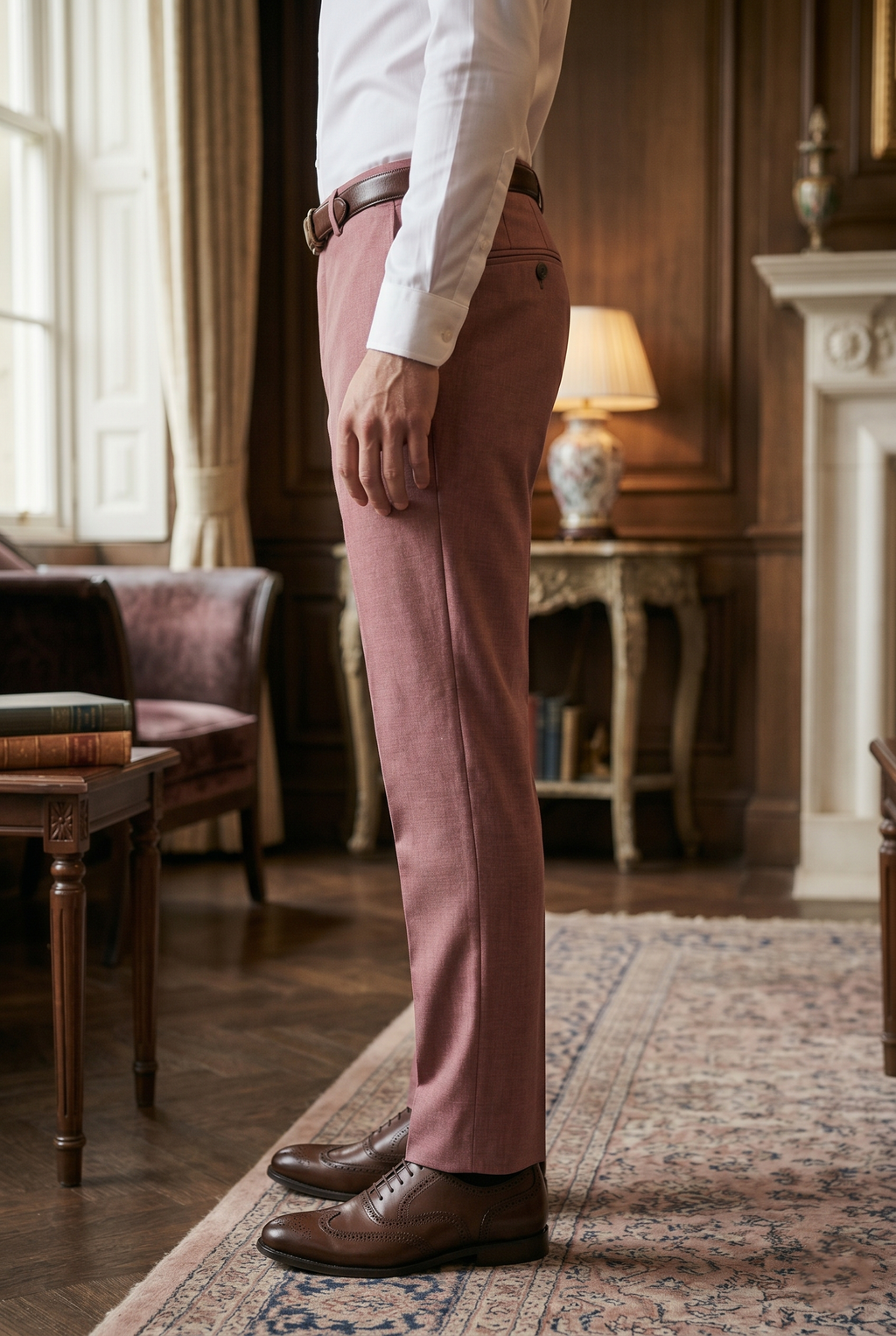 Men's Dusty Pink Dress Pants Slim Fit – Formal Business Trousers for Wedding, Office & Party Wear
