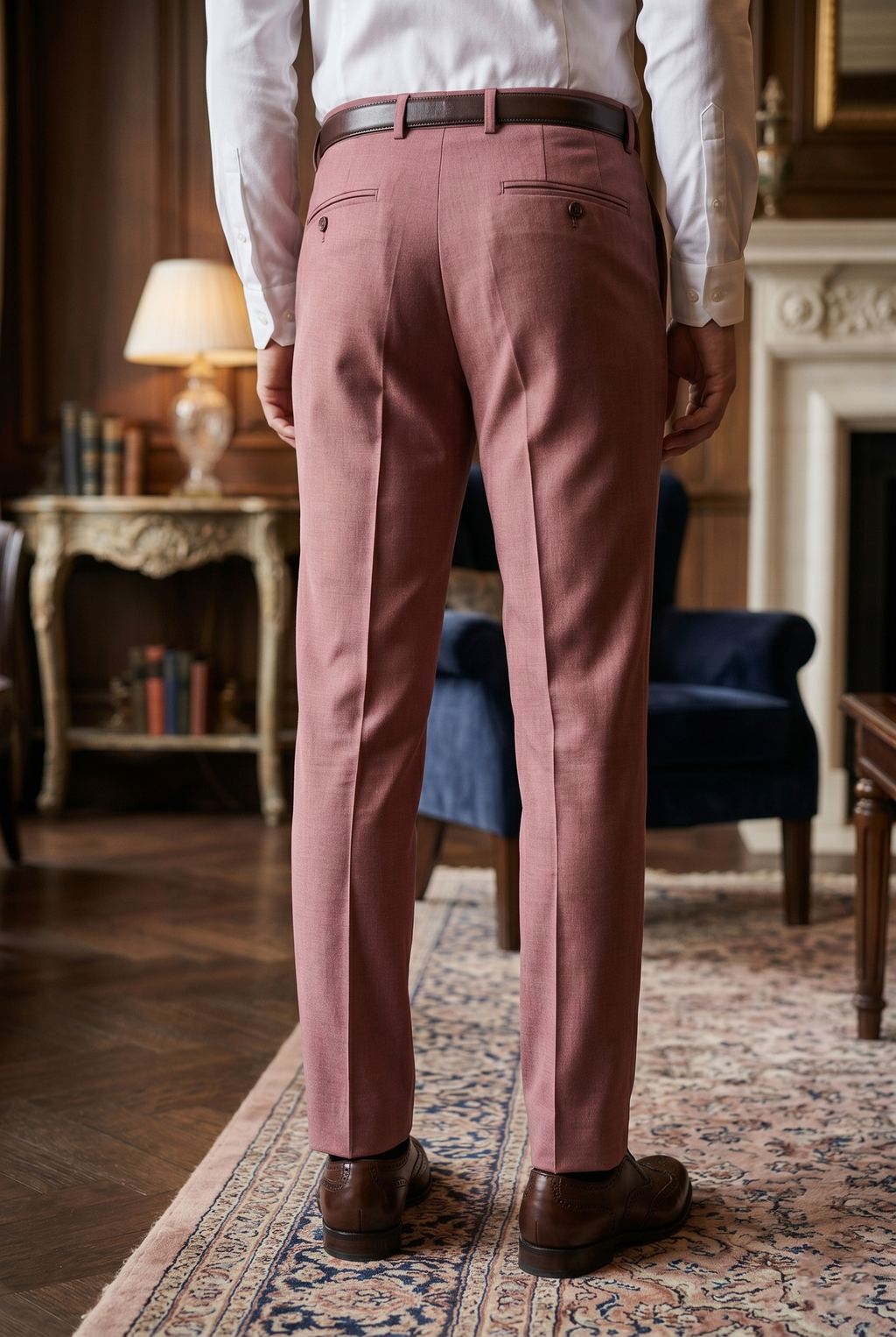 Men's Dusty Pink Dress Pants Slim Fit – Formal Business Trousers for Wedding, Office & Party Wear