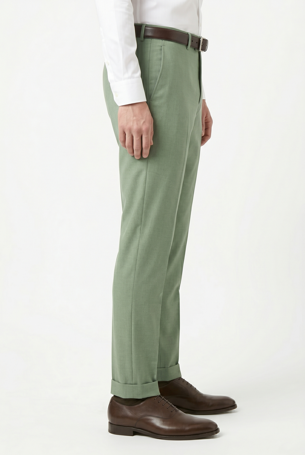 Men's Premium Light Green Tailored Fit Formal Trousers