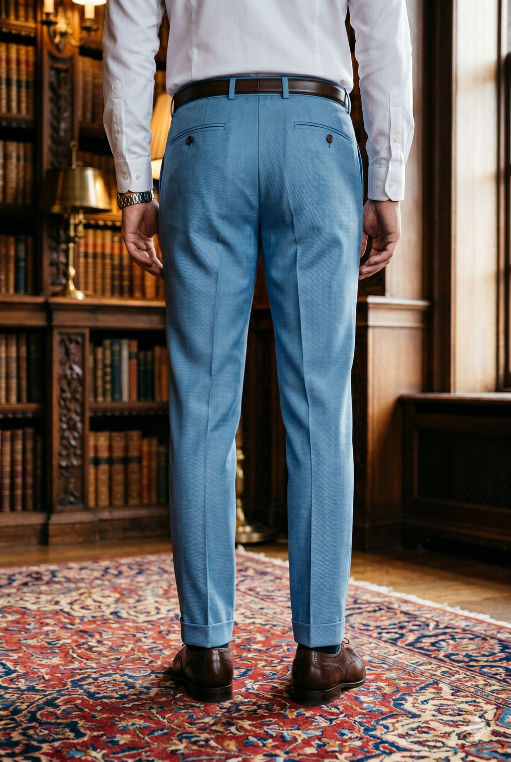 Men's Premium Sky Blue Tailored Fit Formal Trousers