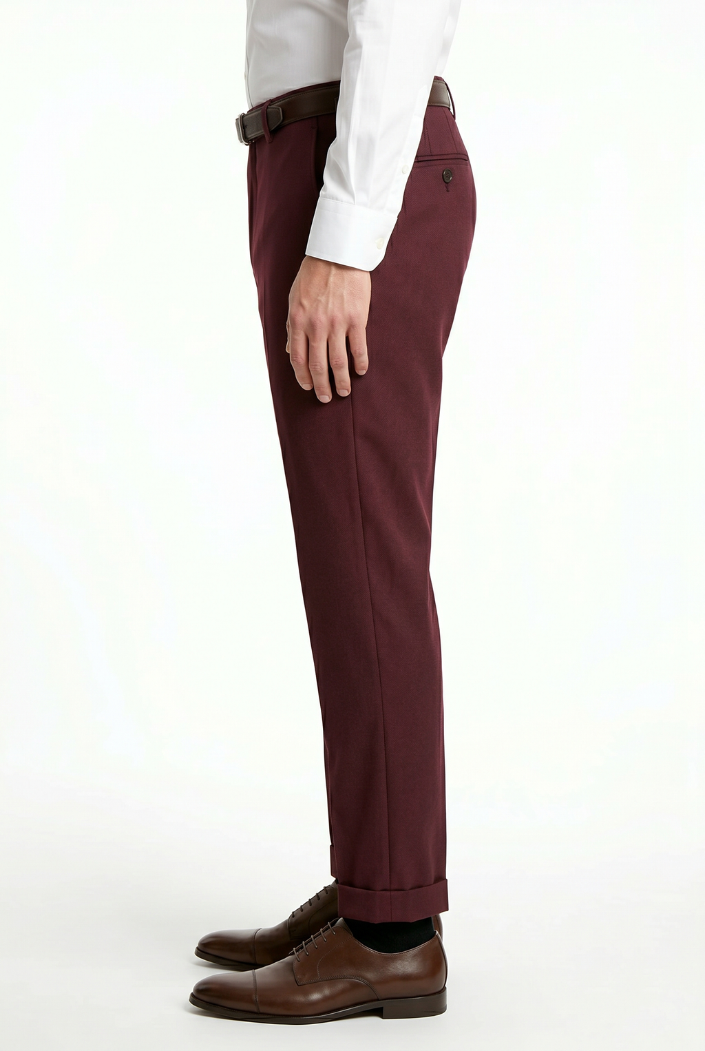 Men's Premium Burgundy Tailored Fit Formal Trousers