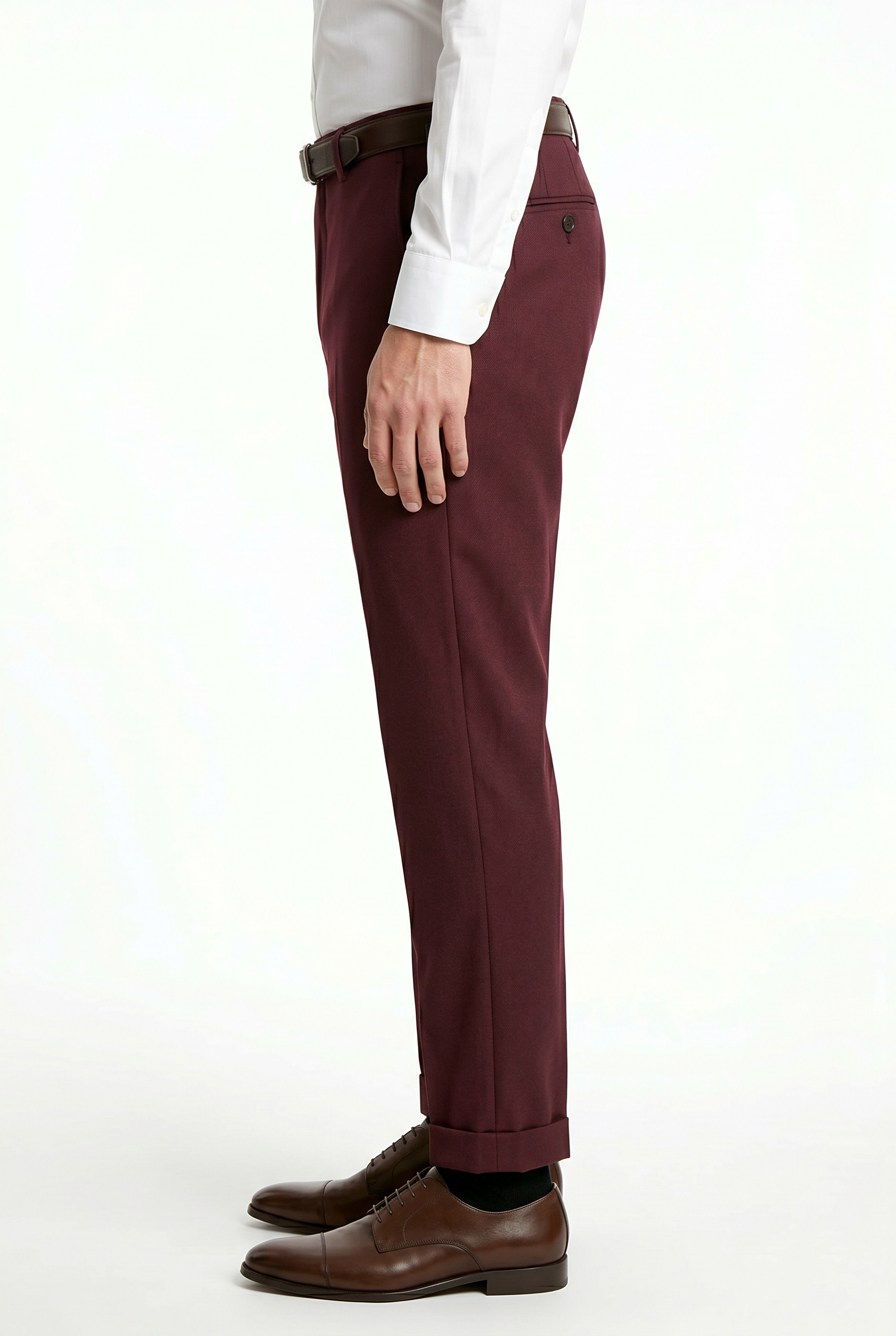 Men's Premium Burgundy Tailored Fit Formal Trousers