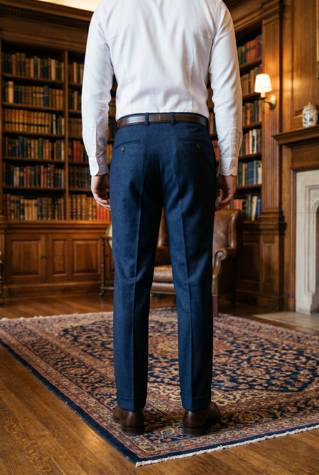 Men's Premium Dark Blue Tailored Fit Formal Trousers