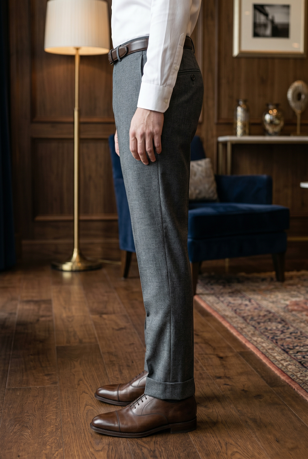 Men's Premium Grey Tailored Fit Formal Trousers