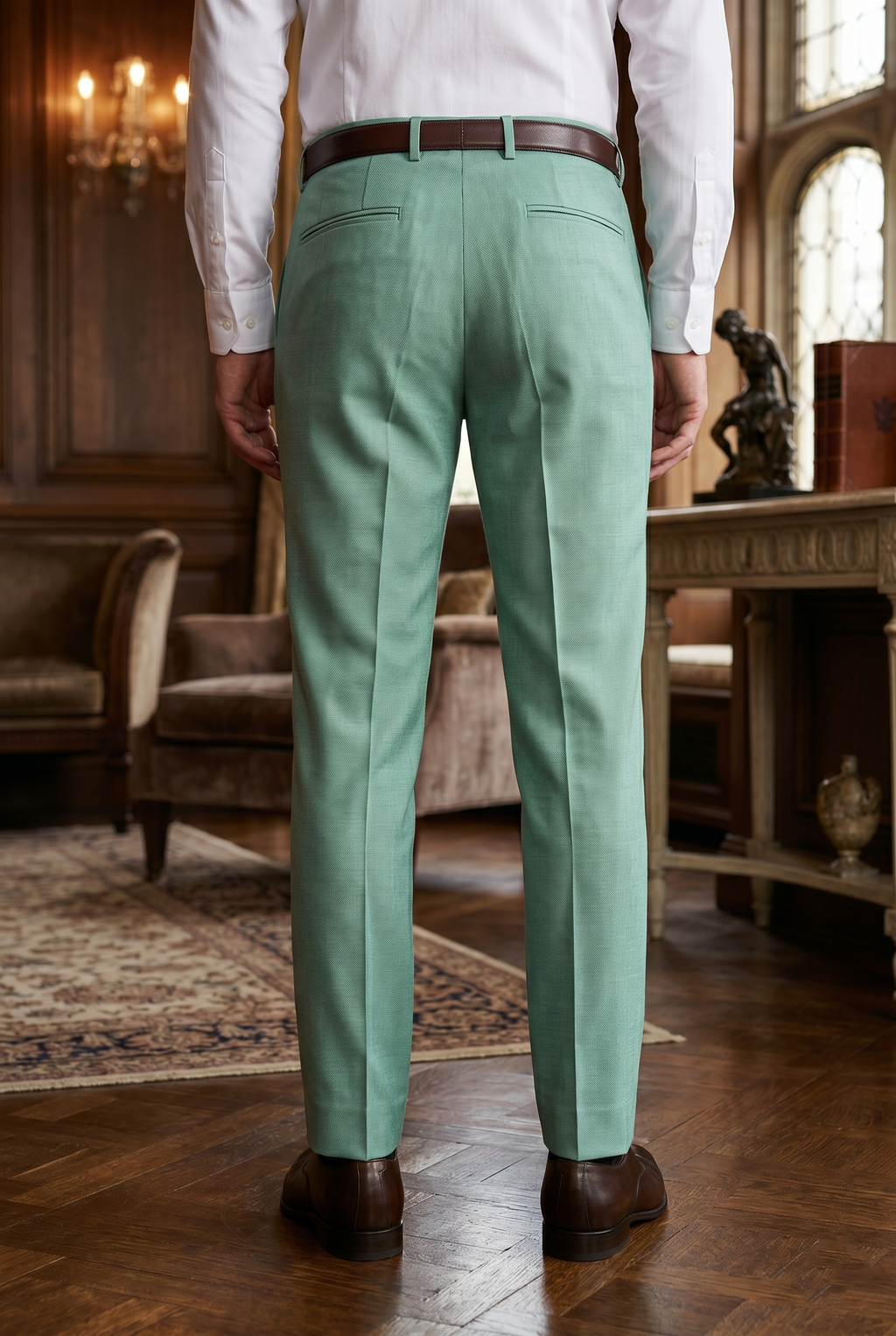 Men's Premium Minty Green Tailored Fit Formal Trousers