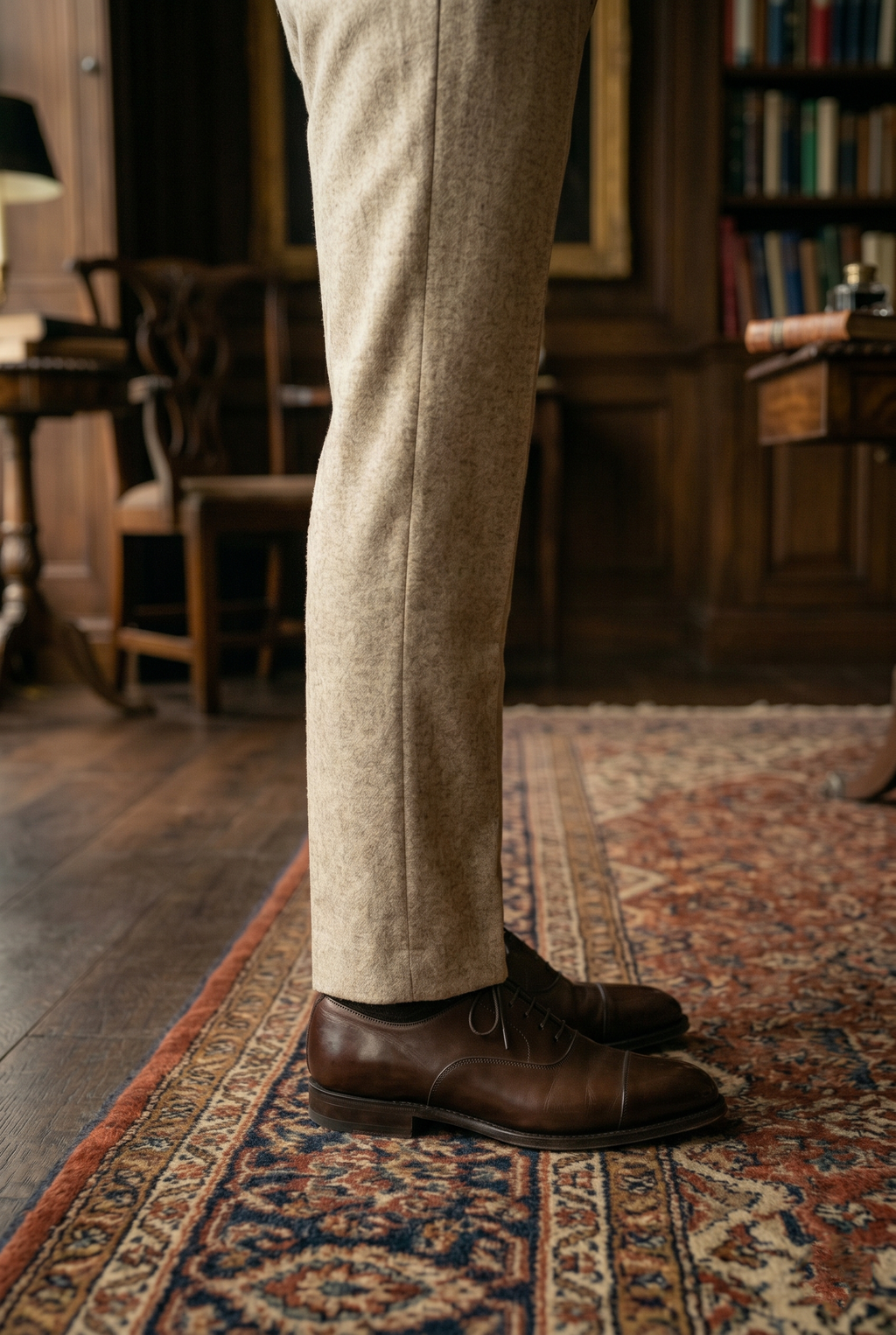 Men's Premium Beige Tailored Fit Formal Trousers
