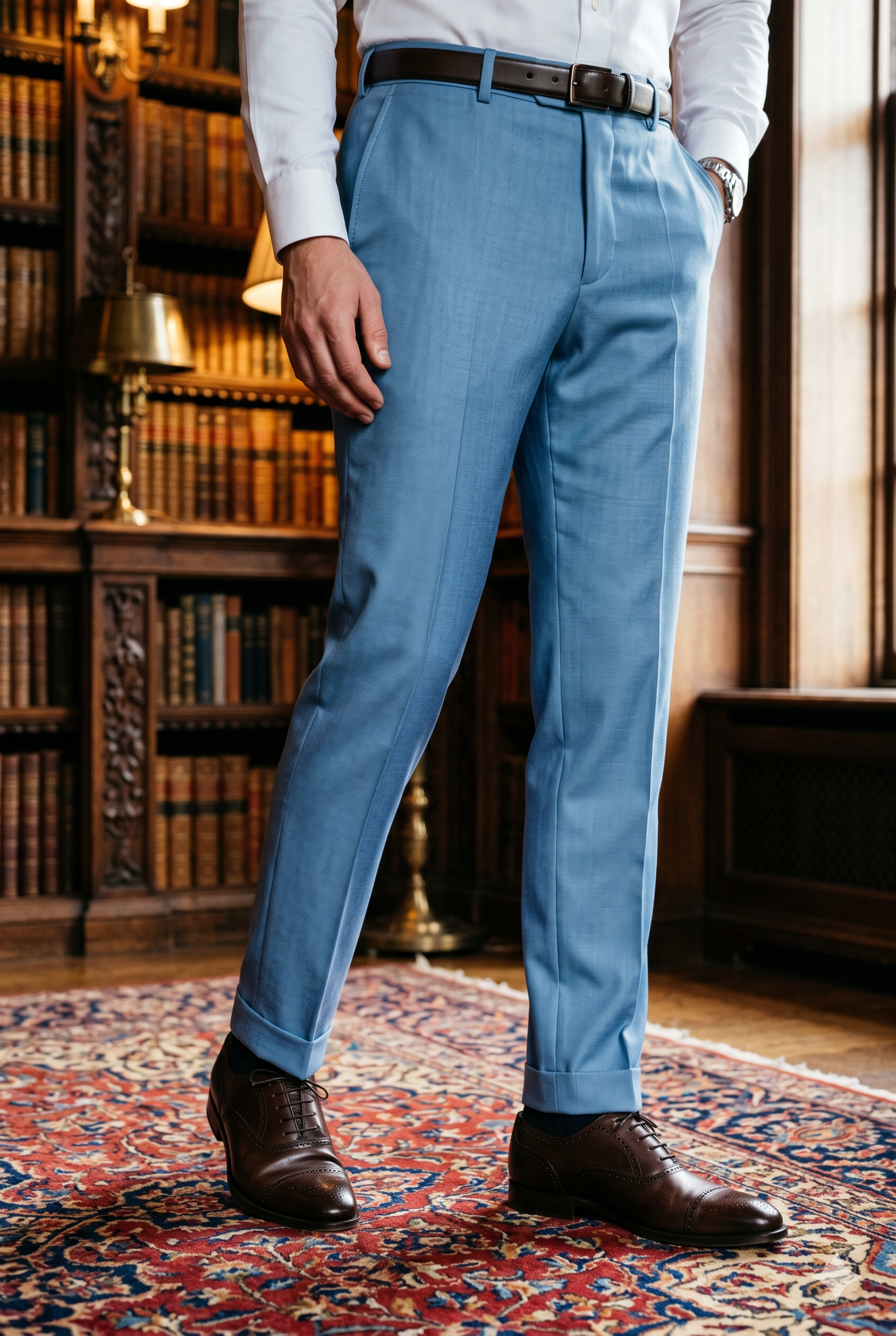 Men's Premium Sky Blue Tailored Fit Formal Trousers