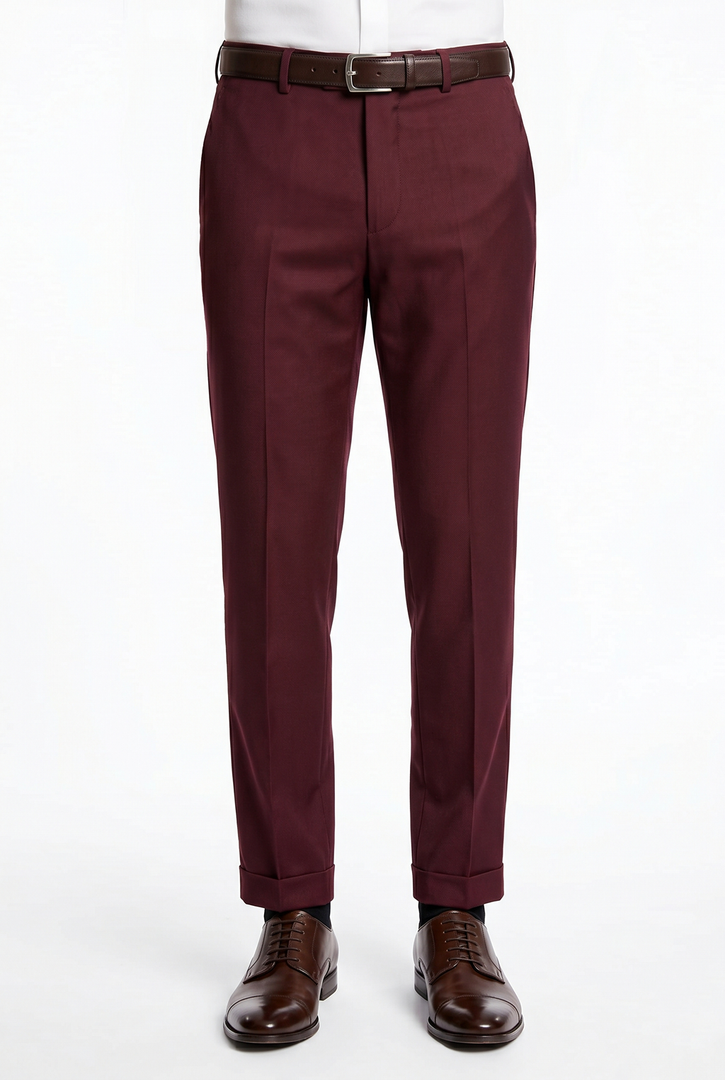 Men's Premium Burgundy Tailored Fit Formal Trousers