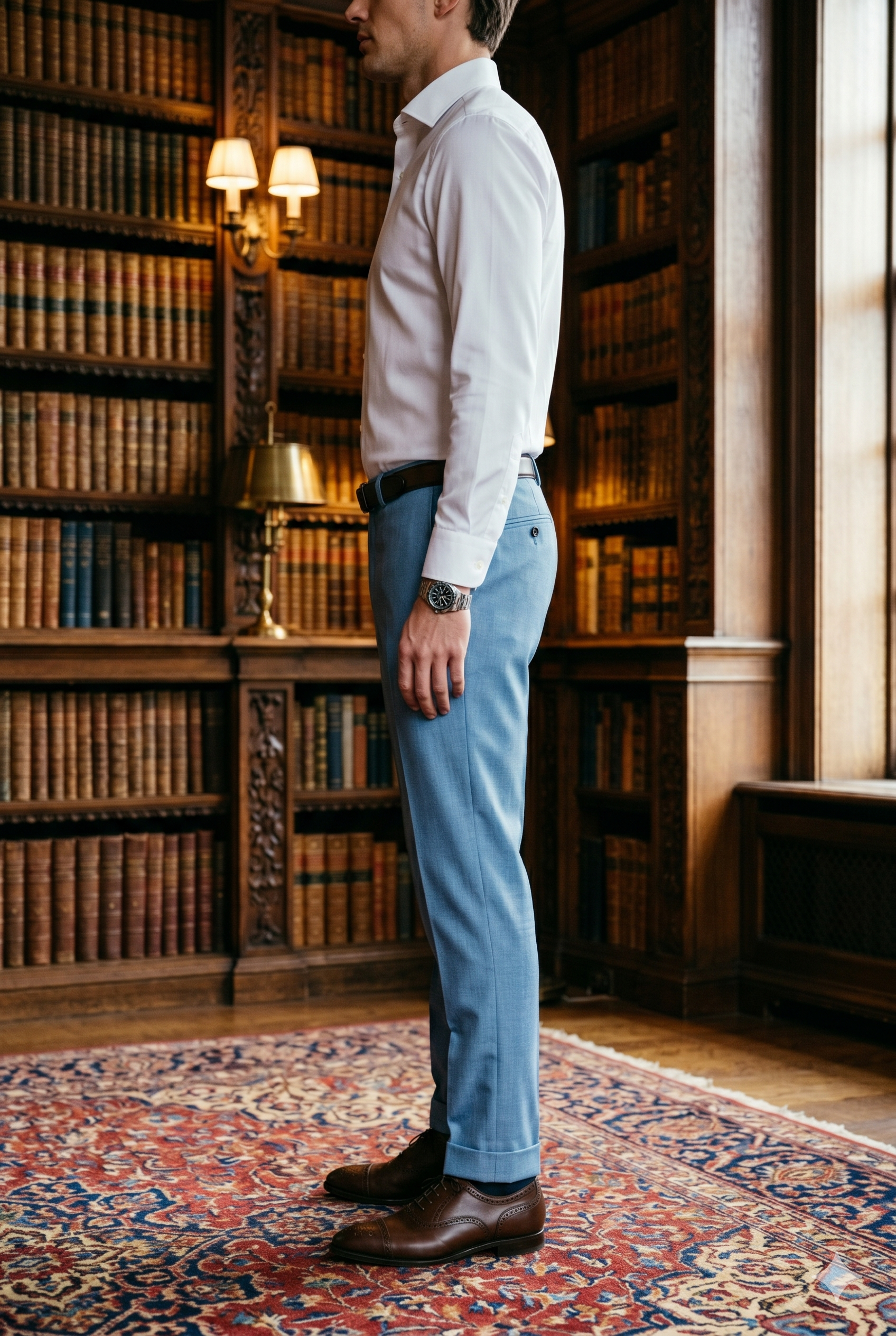 Men's Premium Sky Blue Tailored Fit Formal Trousers