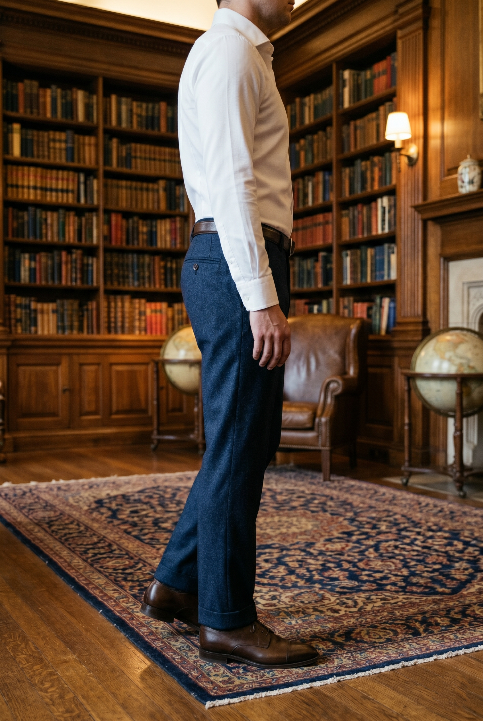 Men's Premium Dark Blue Tailored Fit Formal Trousers