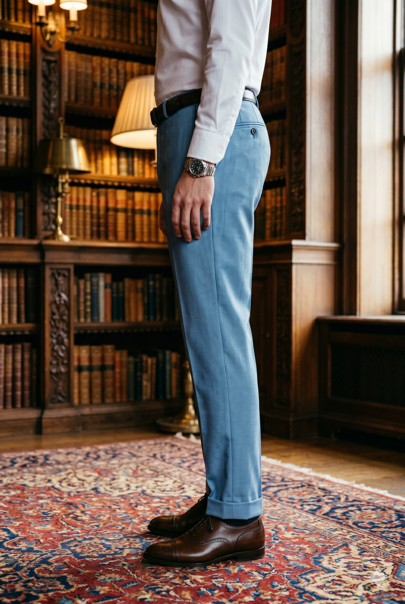 Men's Premium Sky Blue Tailored Fit Formal Trousers
