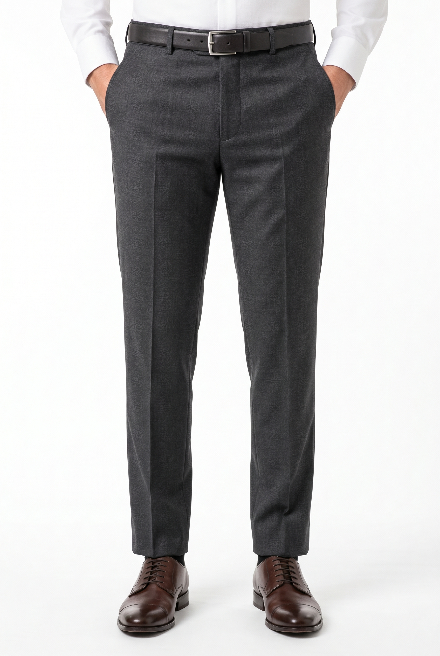 Men's Premium Dark Grey Tailored Fit Formal Trousers