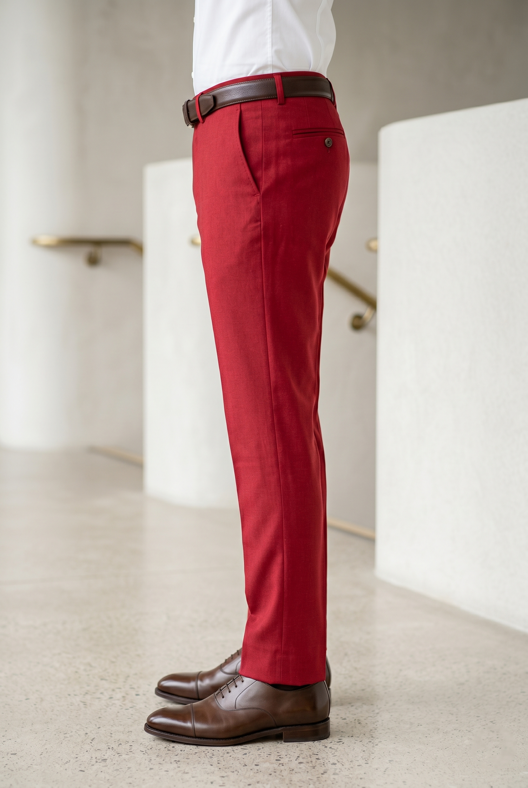 Men's Premium Red Tailored Fit Formal Trousers