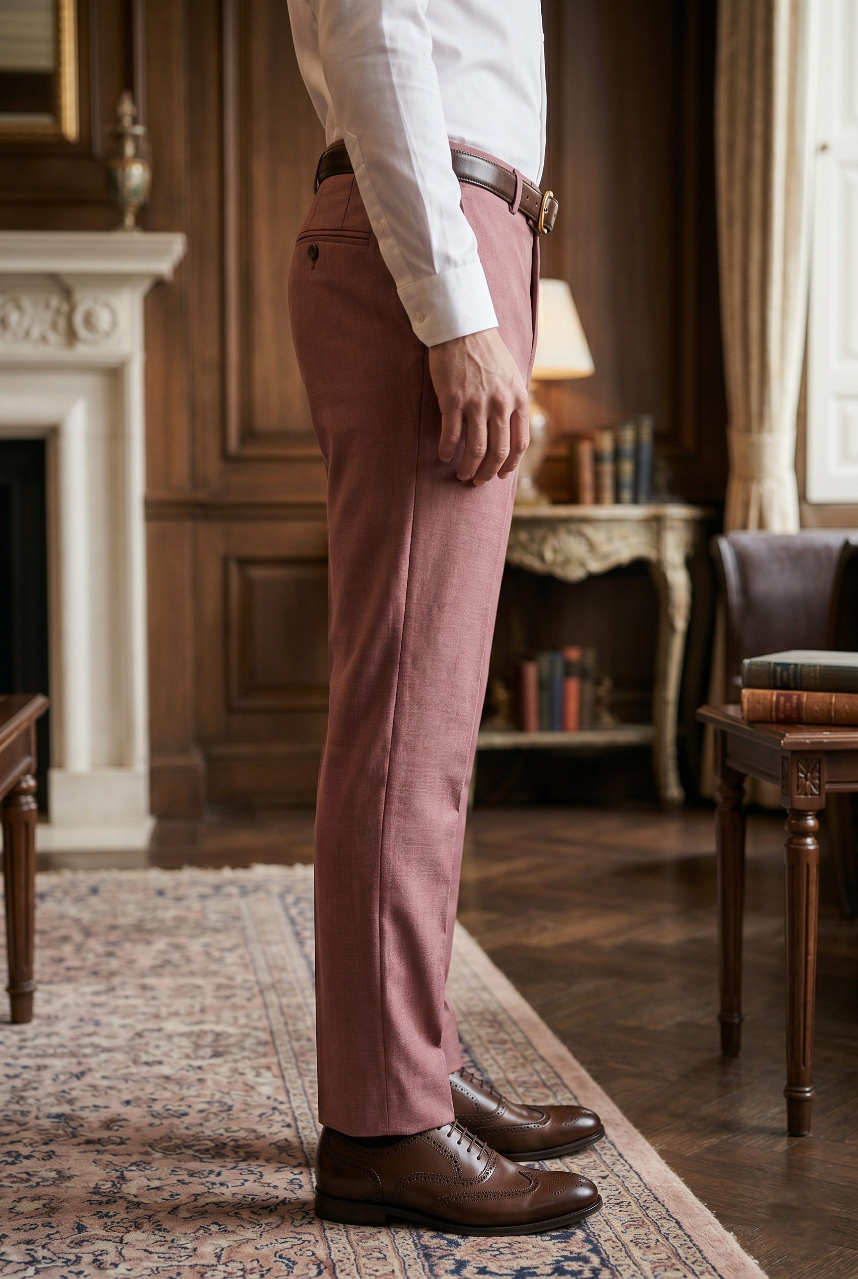 Men's Dusty Pink Dress Pants Slim Fit – Formal Business Trousers for Wedding, Office & Party Wear