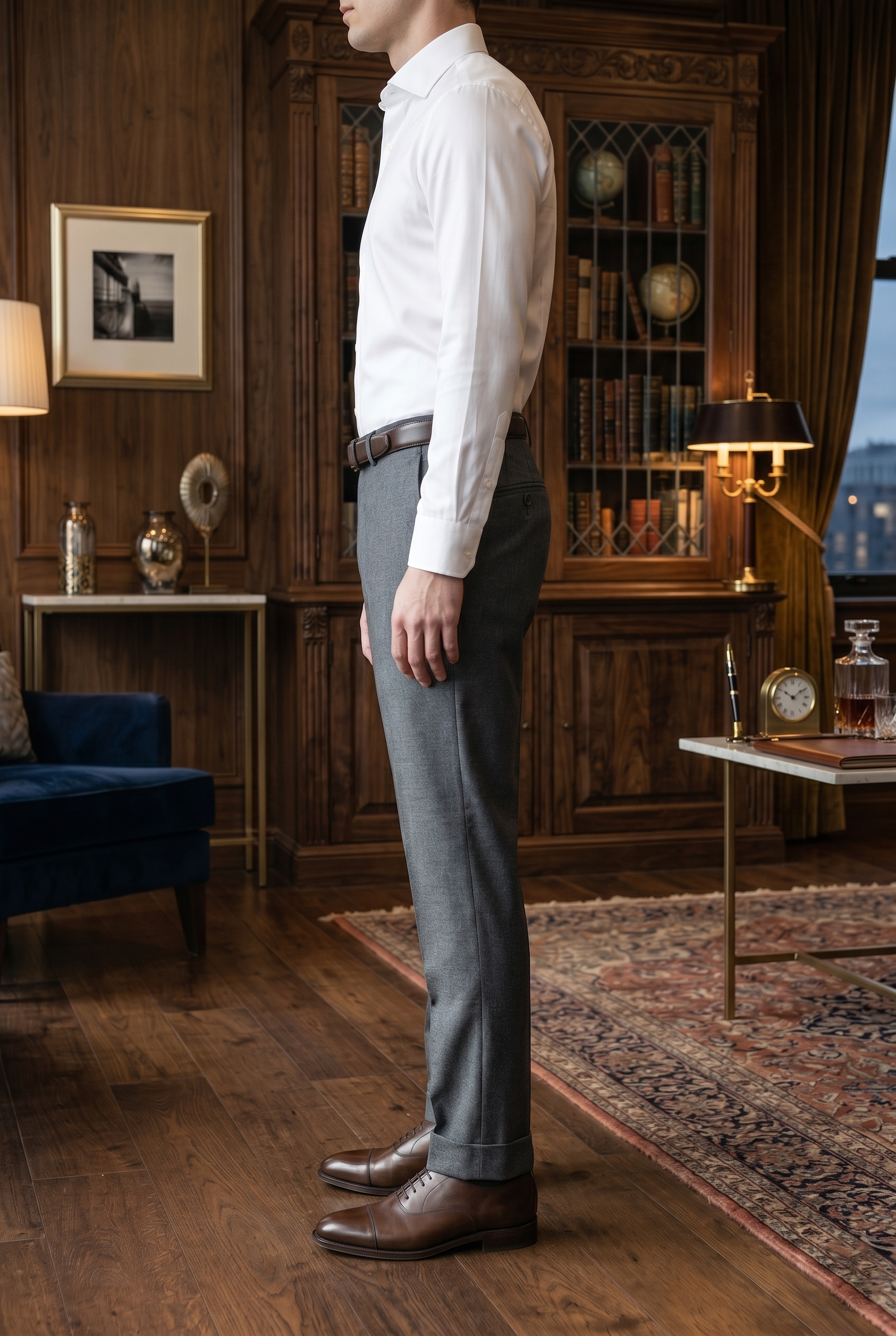 Men's Premium Grey Tailored Fit Formal Trousers