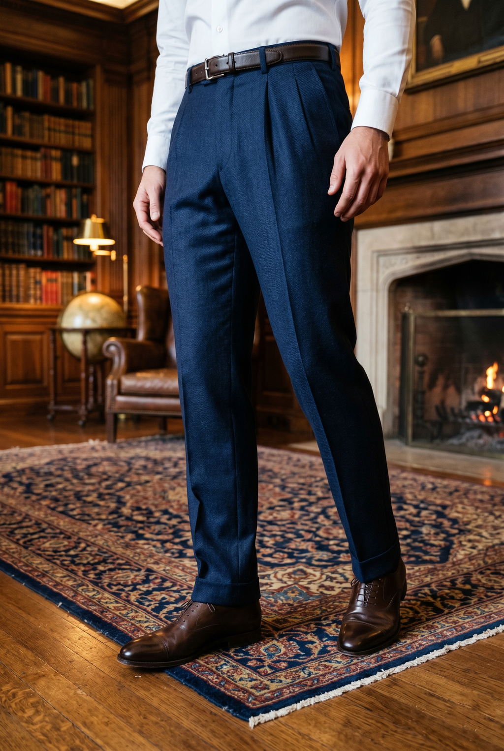 Men's Premium Dark Blue Tailored Fit Formal Trousers