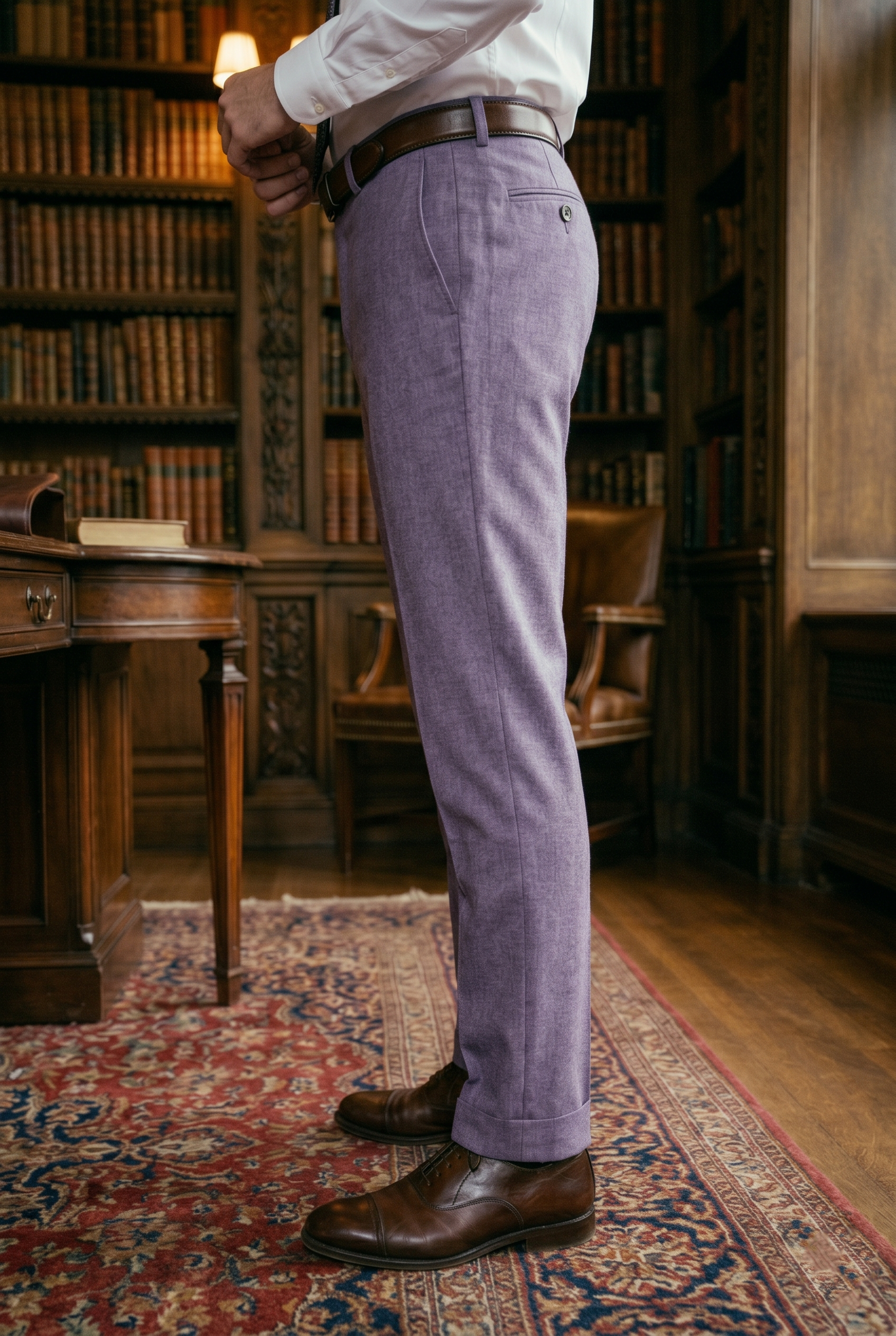 Men's Premium Lavender Tailored Fit Formal Trousers