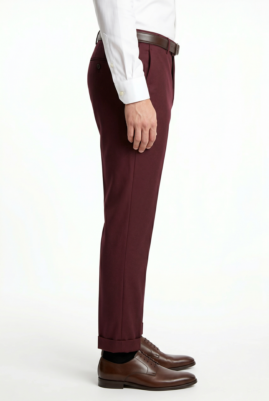 Men's Premium Burgundy Tailored Fit Formal Trousers