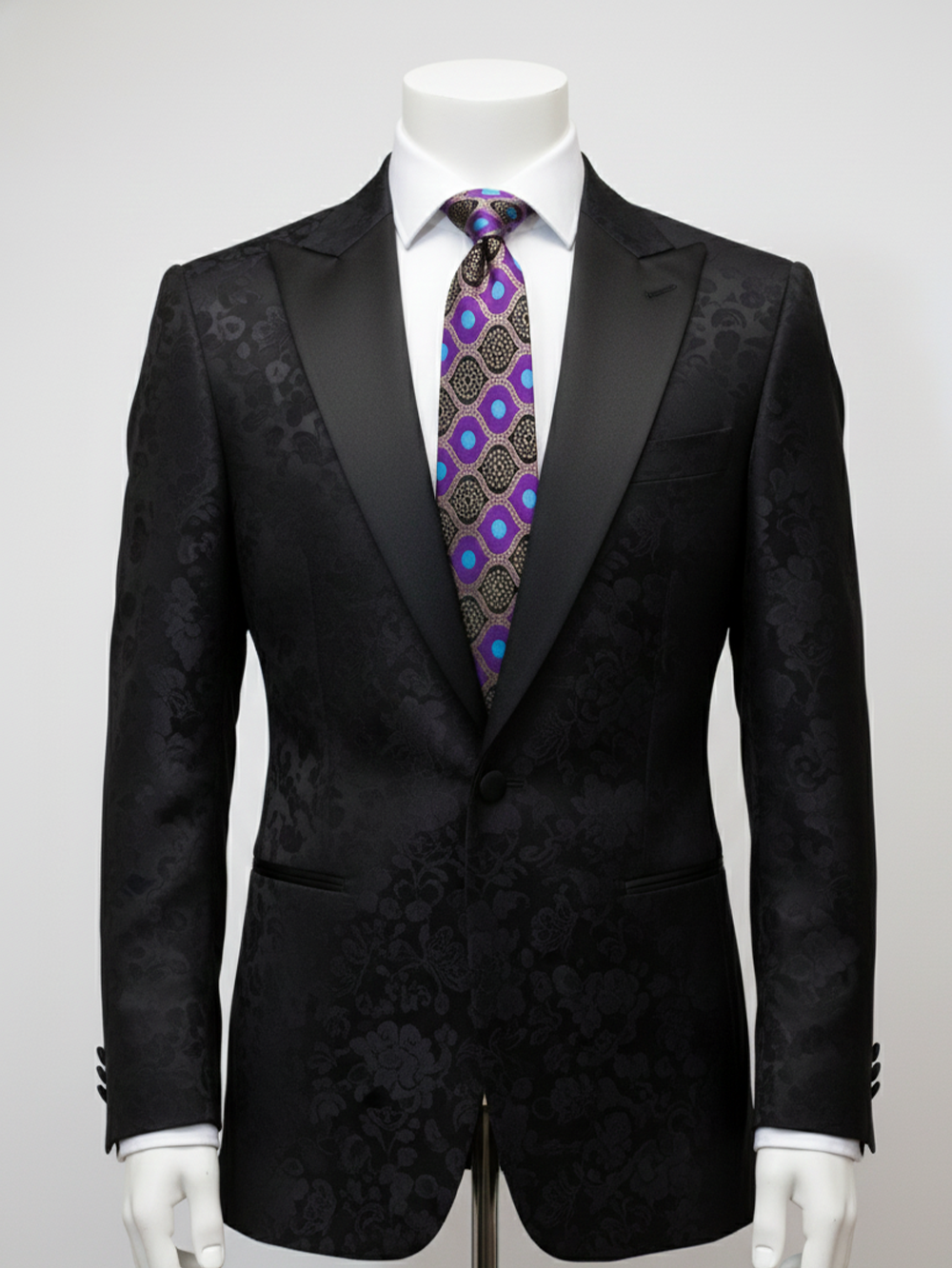 Men's Purple African Print Necktie – Handmade Geometric Pattern Tie