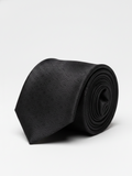 Premium Men's Black Silk-Blend Necktie – Classic Black Tie with Subtle Textured Geometric Damask Pattern